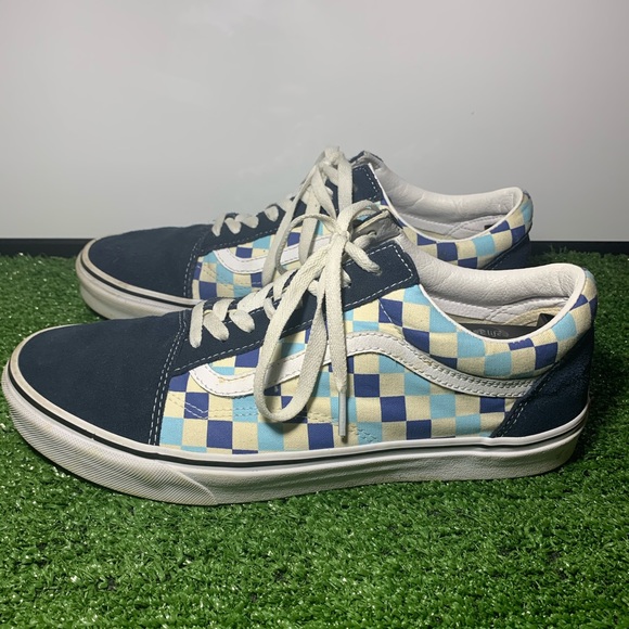 vans old skool blue checkerboard